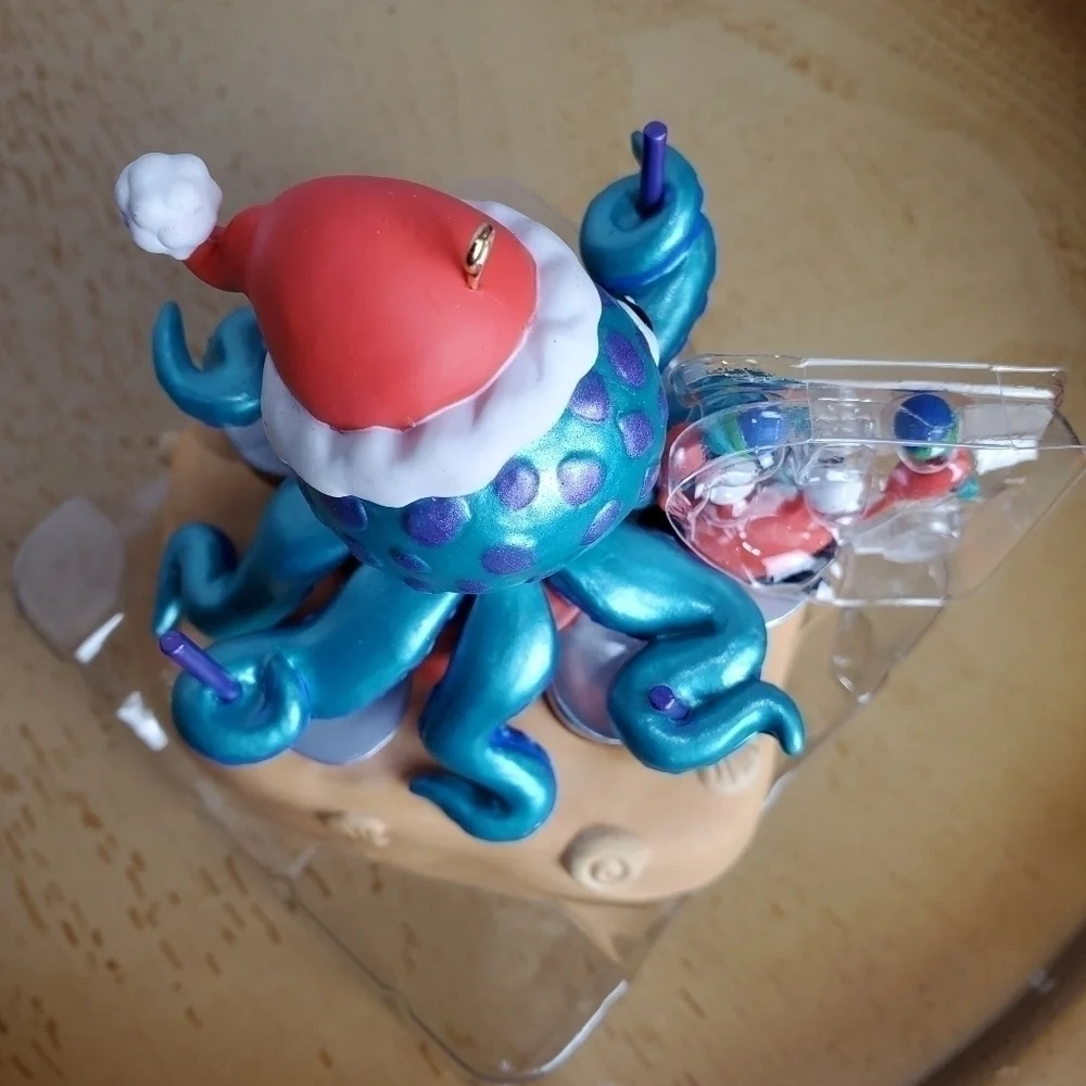New Open Box Hallmark Keepsake 2022 Festive Octopus Christmas Musical Ornament